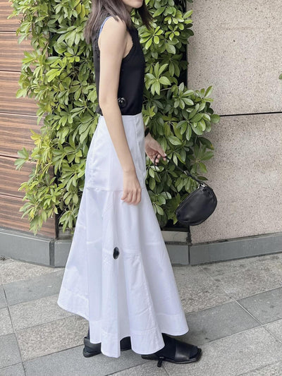 Falda Blanca de Cintura Alta con Detalles Combinados en Algodón - Image 8