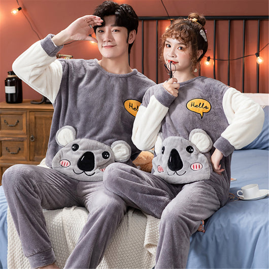 Pijamas de Pareja Estilo Coreano Terciopelo Abrigo Térmico - Image 11