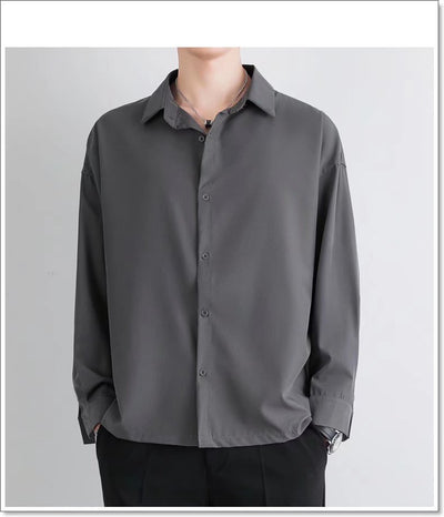 Camisa Suelta de Manga Larga en Seda de Hielo para Hombre - Image 39