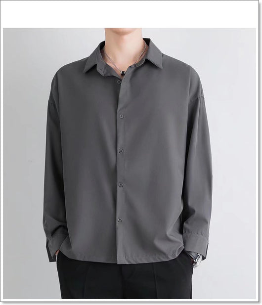 Camisa Suelta de Manga Larga en Seda de Hielo para Hombre - Image 39