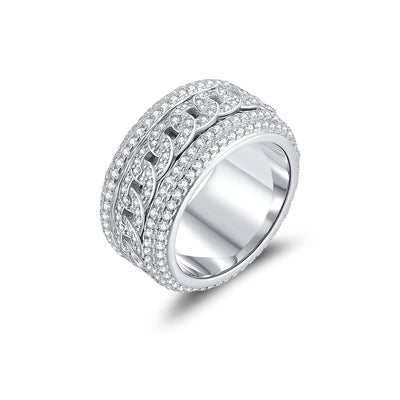 Anillo Cubano Giratorio de Plata 925 con Moissanita Completa para Hombre - Image 4
