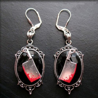 Aretes Hacha Sangriente Gótica - Adorno Halloween