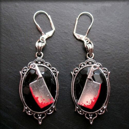Aretes Hacha Sangriente Gótica - Adorno Halloween