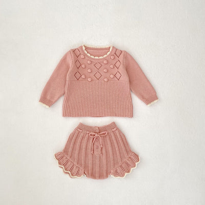 Conjunto de Suéter y Shorts para Bebé Niña 0-3 Años - Diseño Artesanal con Detalles Festoneados - Image 6