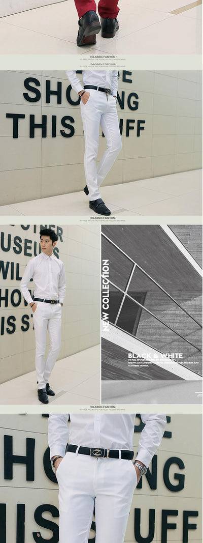 Pantalones casuales de negocios hombre ajuste slim coreano - Image 19