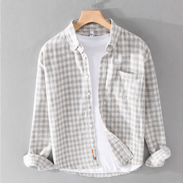Camisa Cuadros Japonesa Manga Larga para Hombre - Estilo Casual y Versátil