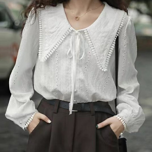 Blusa Primavera Cuello Italiano Puntiagudo para Mujer