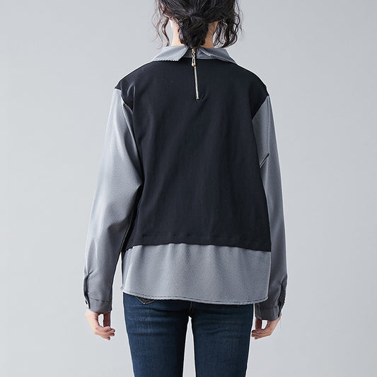 Blusa Cuadrille Tallas Grandes Suelta y Fresca con Doble Capa