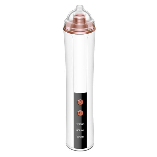 White blackhead vacuum remover with rose gold accents, clear suction head, and control buttons for strong, normal, and soothe modes. - Image 7