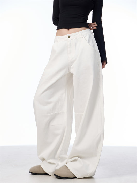 Pantalón Blanco Ancho de Pierna Recta Casual y Suelto - Image 16