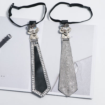 Corbata de Cuero Negro Estilo Preppy Profesional Versátil - Image 12