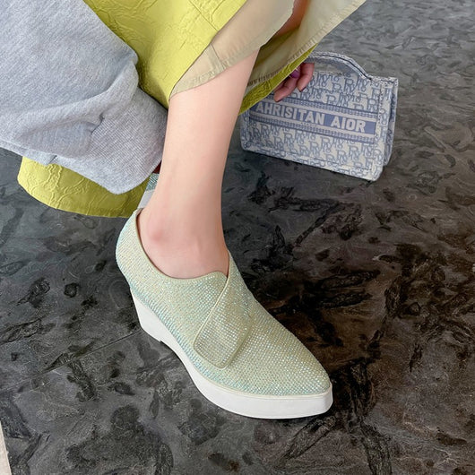 Zapatos de Cuña con Plataforma para Mujer en Azul - Tacón Alto Elegante - Image 3