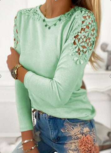 Blusa Manga Larga Ajustada con Encaje Calado - Image 5