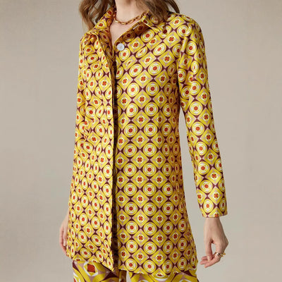 Conjunto Retro Geométrico para Mujer - Blusa y Pantalón de Manga Larga - Image 3