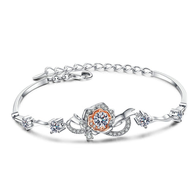 Pulsera de Rosa en Plata S925 con Moissanita Incrustada - Image 7