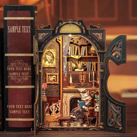 Miniatura de Cabaña Artesanal - Modelo 3D Armable con Soporte para Libros