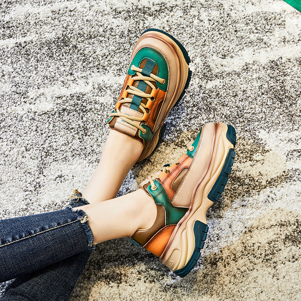 Zapatos Retro Étnicos de Cuero para Mujer con Suela de Succión