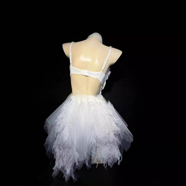 Bikini Disco Lujo con Diamantes y Borlas para Festivales de Música Electrónica