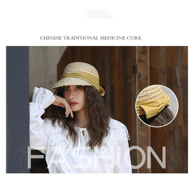 Sombrero de Algodón Plisado con Moño para Mujer - Versátil y Elegante - Image 16