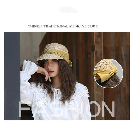 Sombrero de Algodón Plisado con Moño para Mujer - Versátil y Elegante - Image 16