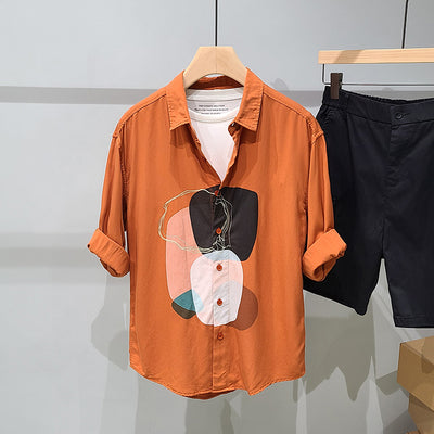 Camisa Casual de Solapa con Estampado para Hombre - Image 9