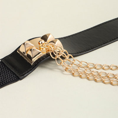 Cinturón Elástico Ancho con Remaches Punk Gold para Mujer - Image 8