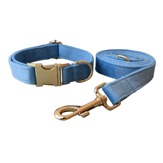 Collar para Perro de Terciopelo Azul con Cuerda - Image 5
