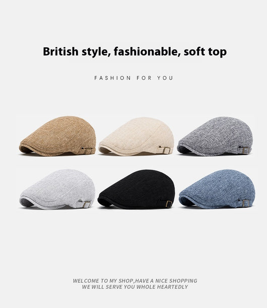 Boina Retro de Algodón y Lino para Hombre con Visera - Image 10