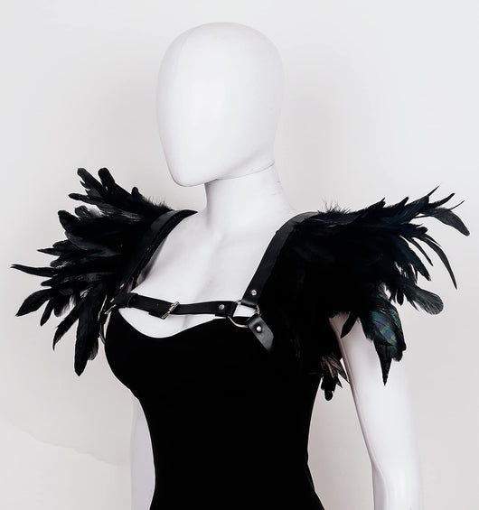 Hombreras de Cuero Punk Gothic con Plumas - Estilo Europeo y Americano - Image 9