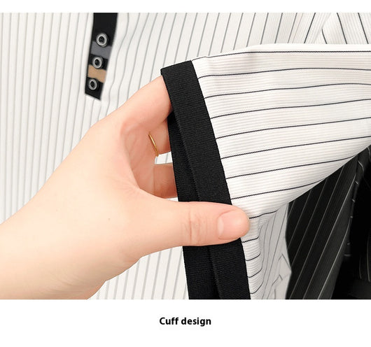 Polo de Seda Helada a Rayas - Camisa Business Casual para Hombre Maduro - Image 15