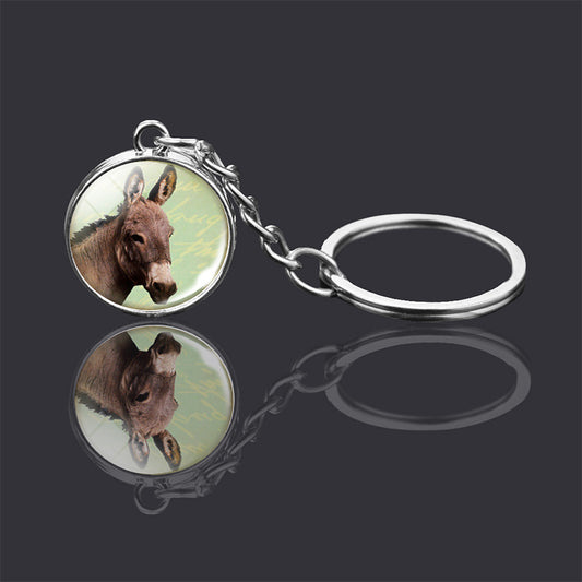 Llavero de Bola de Cristal Doble Cara con Diseño Animal