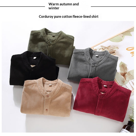 Chaqueta de Corduroy Grueso Forrada en Franela con Cuello Alto - Image 13