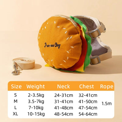 Arnés Ajustable con Correa para Pasear Perros y Gatos - Diseño Hamburguesa a Prueba de Escapes - Image 5