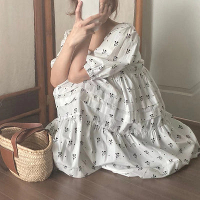 Vestido Retro Floral con Escote Cuadrado - Image 11