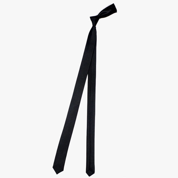 Corbata Angosta Estilo Universitario Negro Puro para Mujer - Image 4