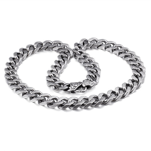 Collar de Acero Titanio Cadena Gruesa Estilo Caballo para Hombre - Image 9