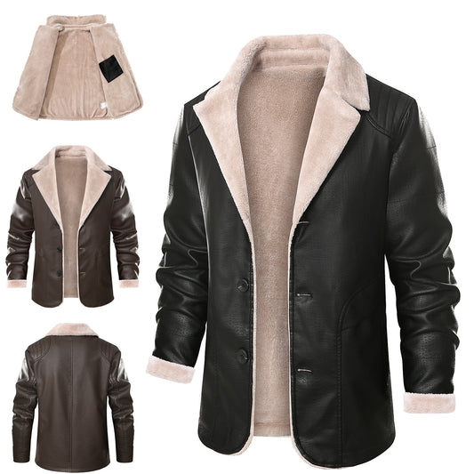 Abrigo de Cuero con Forro Polar Grueso - Chaqueta Cálida Premium - Image 2