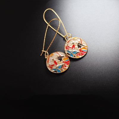 Aretes de Esmalte con Goteo Abstracto y Figura Geométrica - Image 10