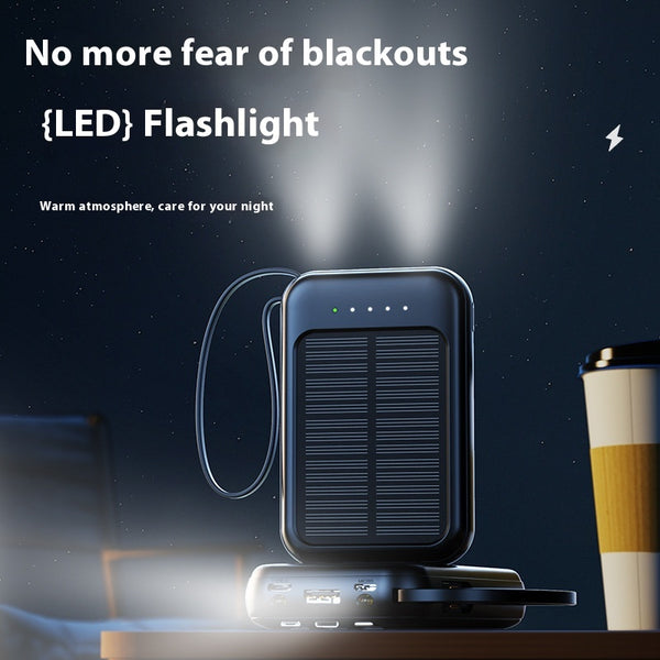 Banco de Energía Solar Portátil de Gran Capacidad con Cable para Camping