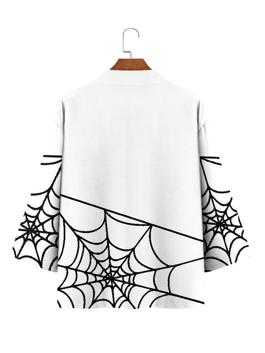 Bata Cardigan Tres Cuartos con Diseño de Telaraña para Hombre - Image 8