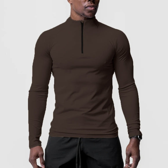 Camiseta Esportiva Gola Alta com Meio Zíper para Treino