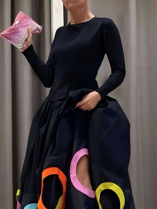 Vestido Largo Elegante para Mujer con Mangas Largas y Escote Redondo - Image 19