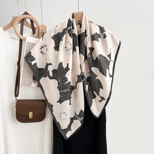 Pañuelo Cuadrado Estampado Floral para Mujer Estilo Artístico Retro - Image 14