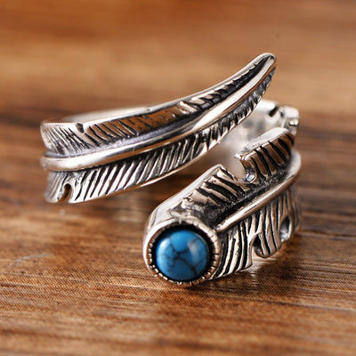 Anillo de Pareja en Plata 925 con Turquesa Artificial Vintage