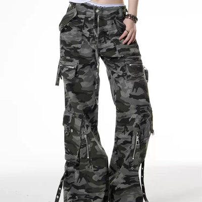 Pantalones Cargo Camuflaje Retro Cintura Baja Corte Holgado - Image 5