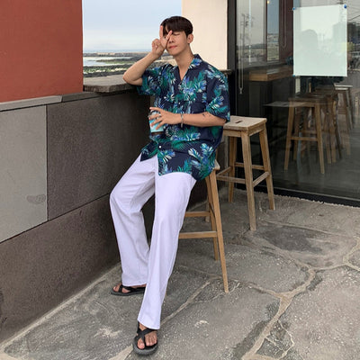 Camisa Floral Hawaiana Manga Corta Estilo Coreano Tendencia Ins - Image 4