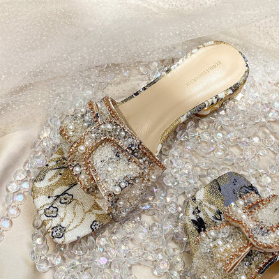 Sandalias de Tacón Grueso con Strass para Mujer - Image 4