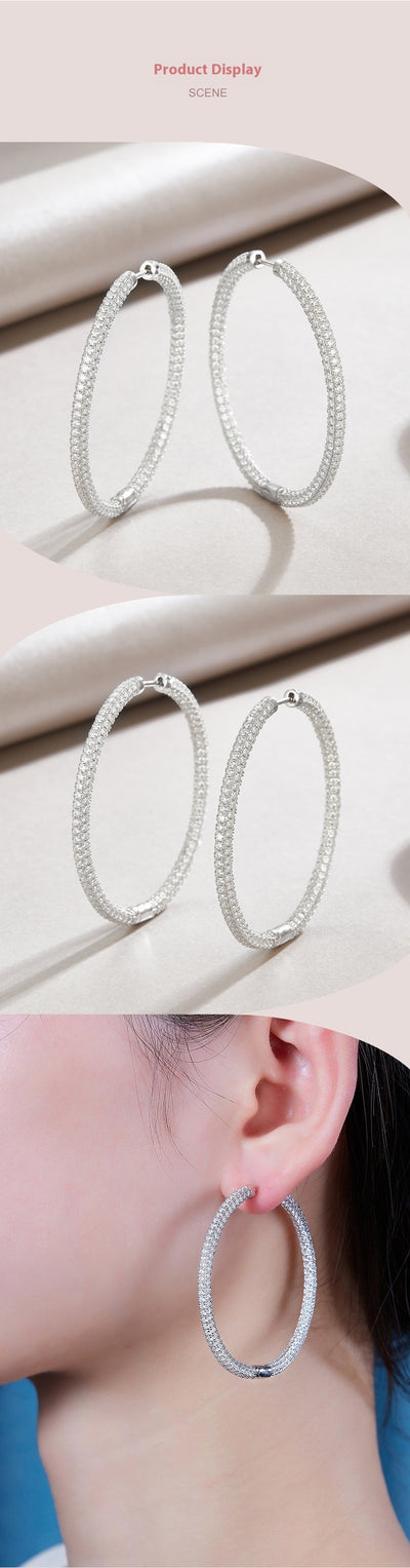 Aretes de Plata S925 con Piedra Mosang Efecto Degradado - Image 9
