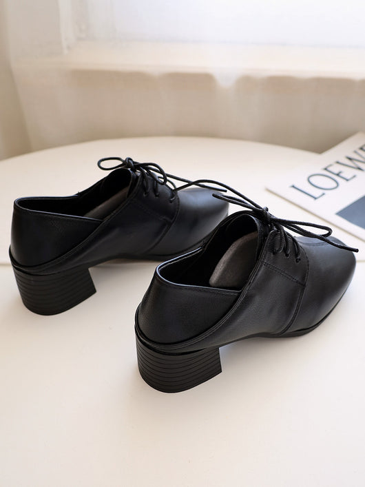 Zapatos Retro Universitarios con Punta Cuadrada y Tacón Medio - Image 3