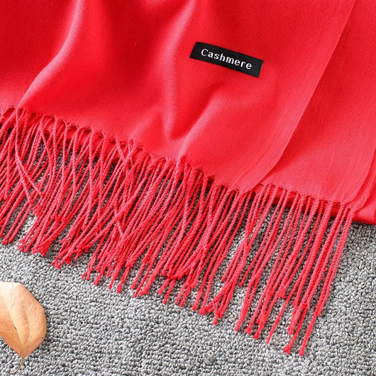 Pashmina Elegante de Color Liso con Borlas - Image 39